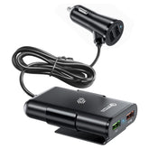 Muvit 12V Fast Car Charger Back Seat Charging 4 USB Ports 40W Compatible for Qualcomm 3.0, Samsung Galaxy, Note, iPhone, Nexus, Oppo,Pixel, Mi & Other Mobile Phones - Black